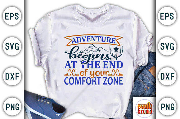 Adventure Begins SVG Graphics for T-Shirt Designs