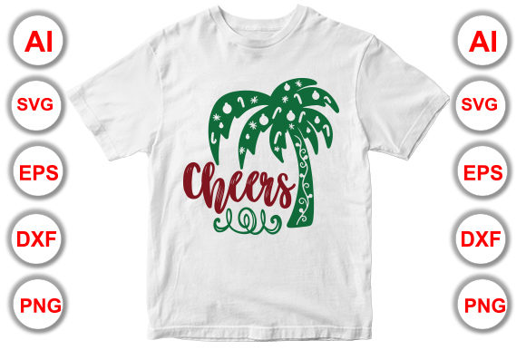 Cheers Christmas T-Shirt Design: Graphics & T-Shirt Designs